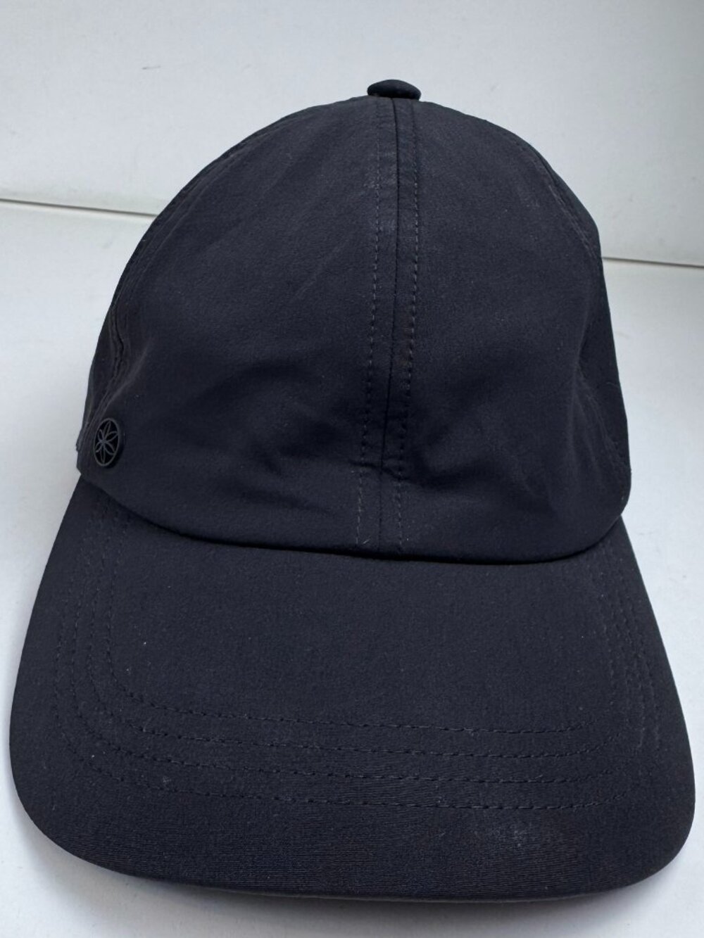 Gaiam Black High Ponytail Baseball Cap Breathable Criss Cross Running STAINS